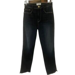 Frame Denim Blue Jean Le Sylvie Slender Straight Cabana Split Hem
